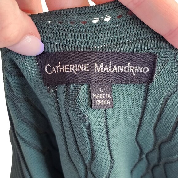 Catherine Malandrino Green Raised Graphic Knit Style Dress Sz L - Picture 8 of 10
